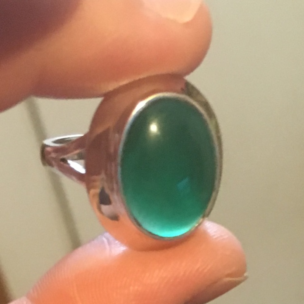 Sterling silver green onyx ring